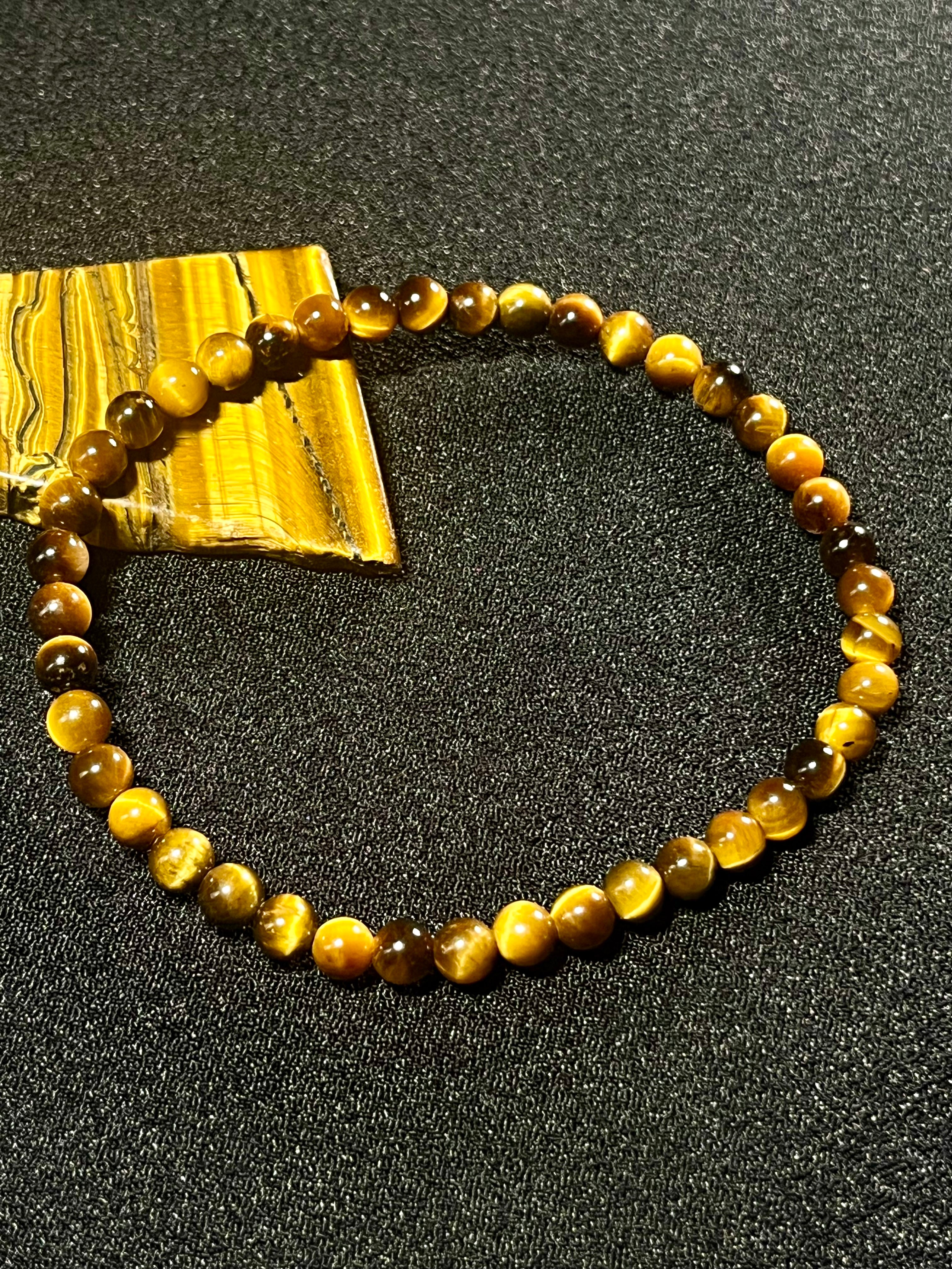 Tiger’s Eye smooth round 4mm, 6mm, 8mm bead stretch bracelet (A grade)