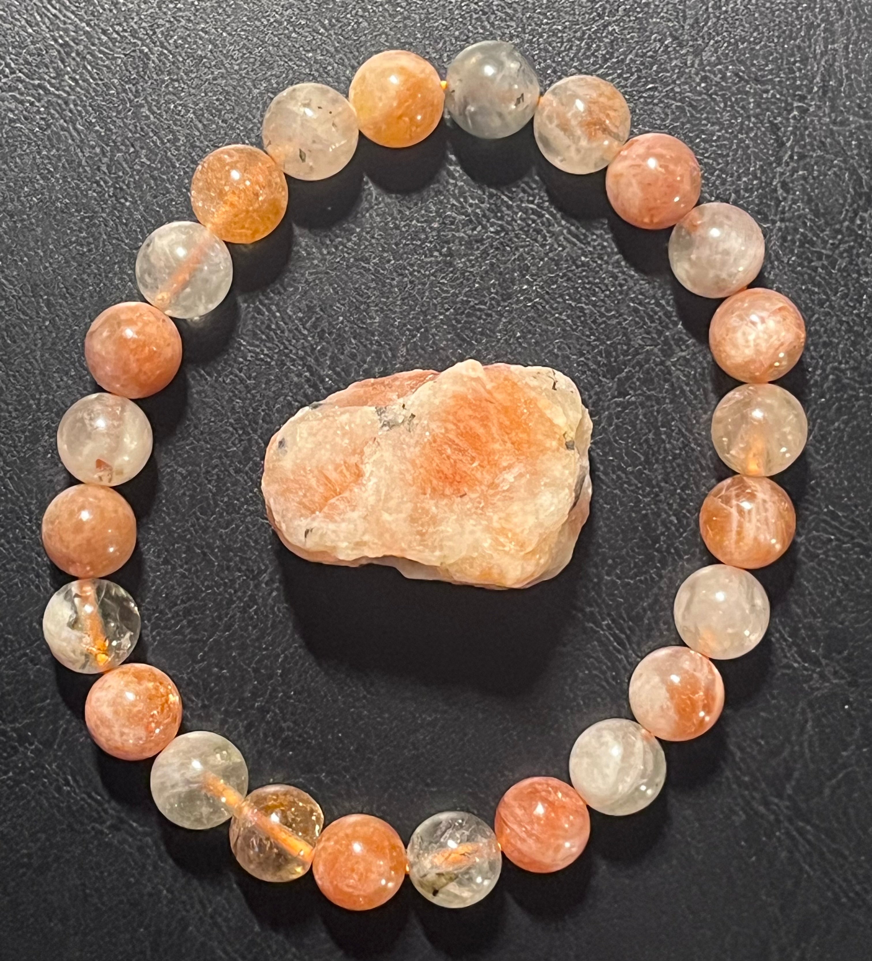 Arusha Sunstone smooth round 8mm bead stretch bracelet