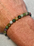 Fancy Jasper (aka Rainbow Jasper) faceted round 6mm bead stretch bracelet