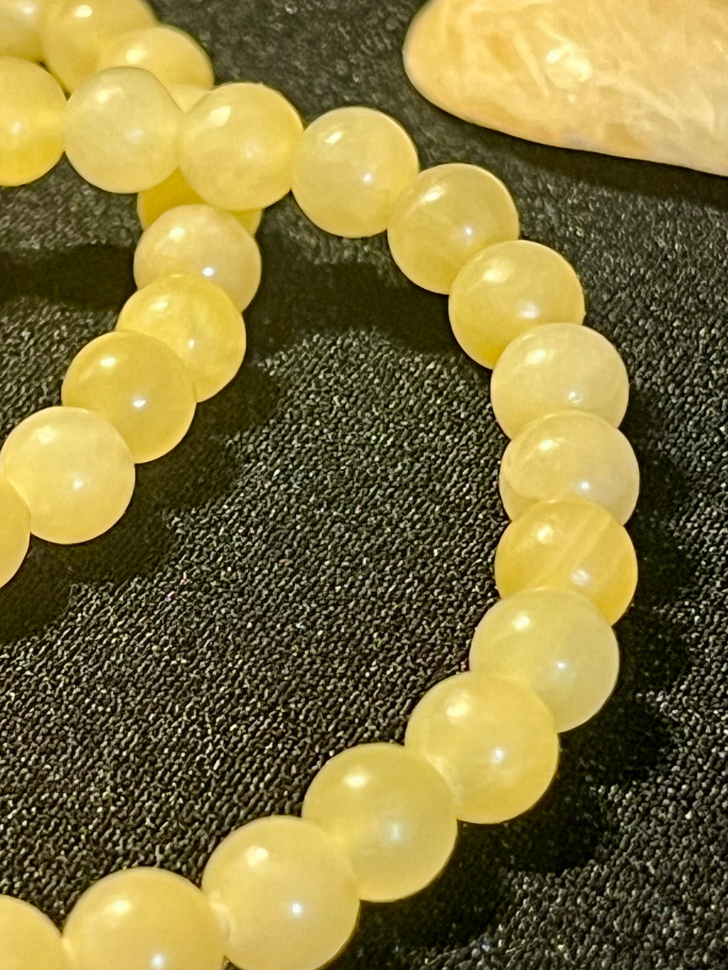 Yellow Calcite smooth round 6mm bead bracelet
