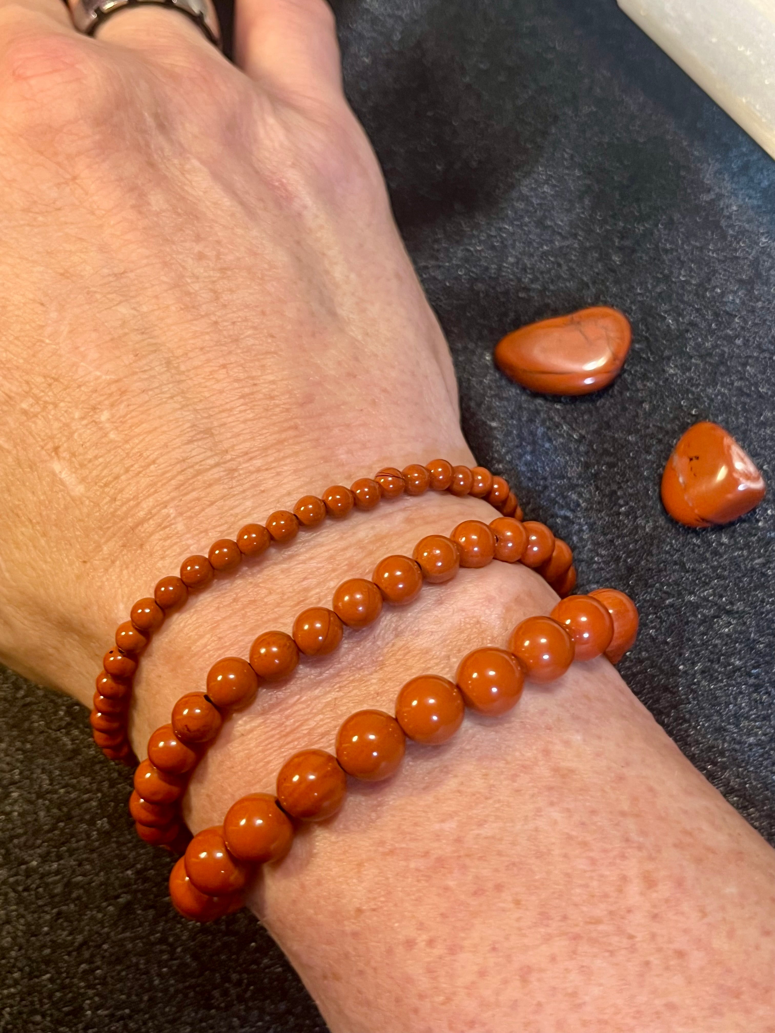 Red Jasper smooth round 4mm, 6mm, 8mm bead stretch bracelet (A grade)