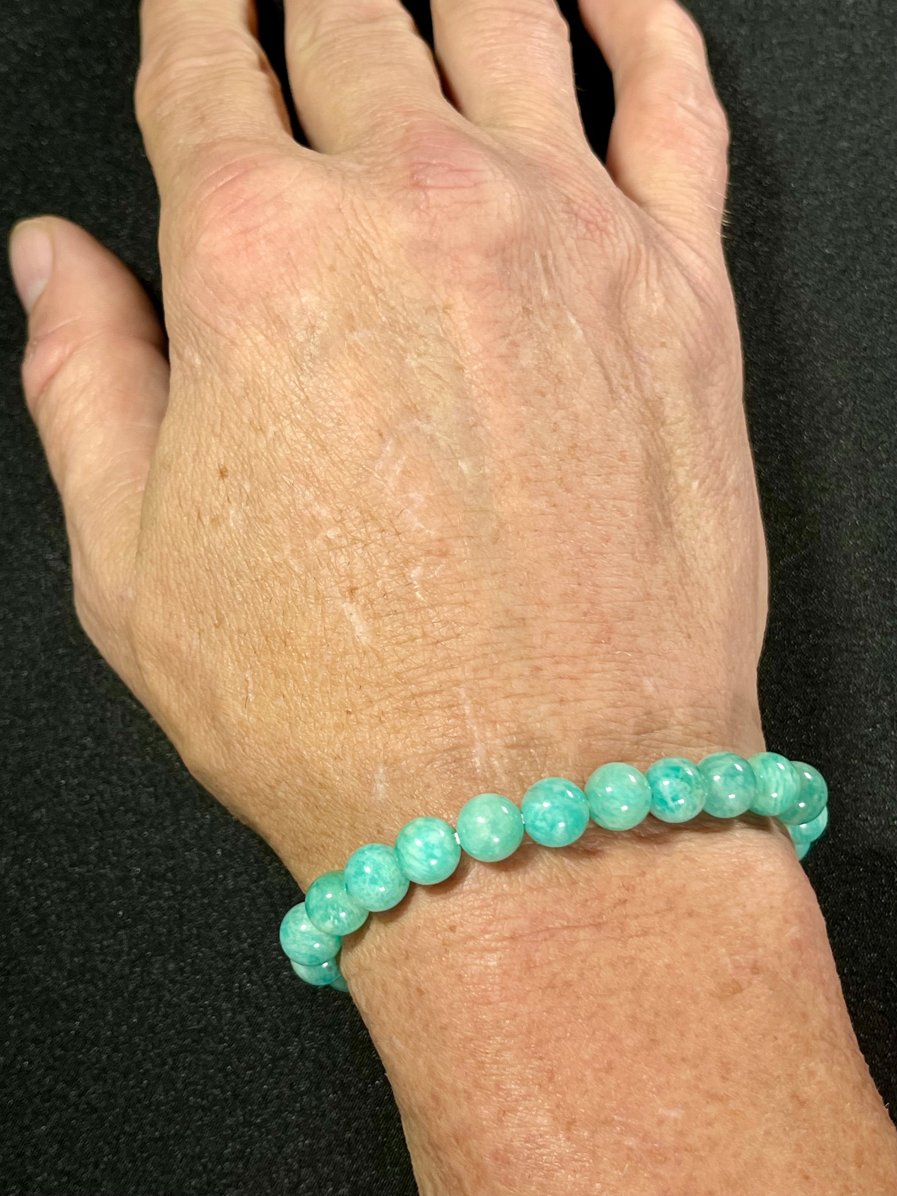 Amazonite smooth round 6mm, 8mm, 10mm bead stretch bracelet (AA grade)