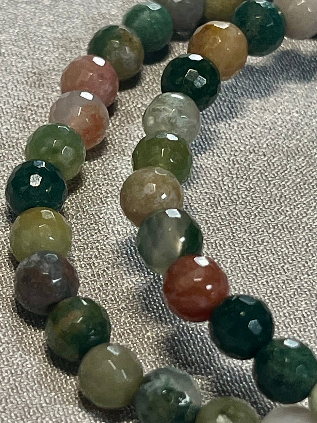 Fancy Jasper (aka Rainbow Jasper) faceted round 6mm bead stretch bracelet
