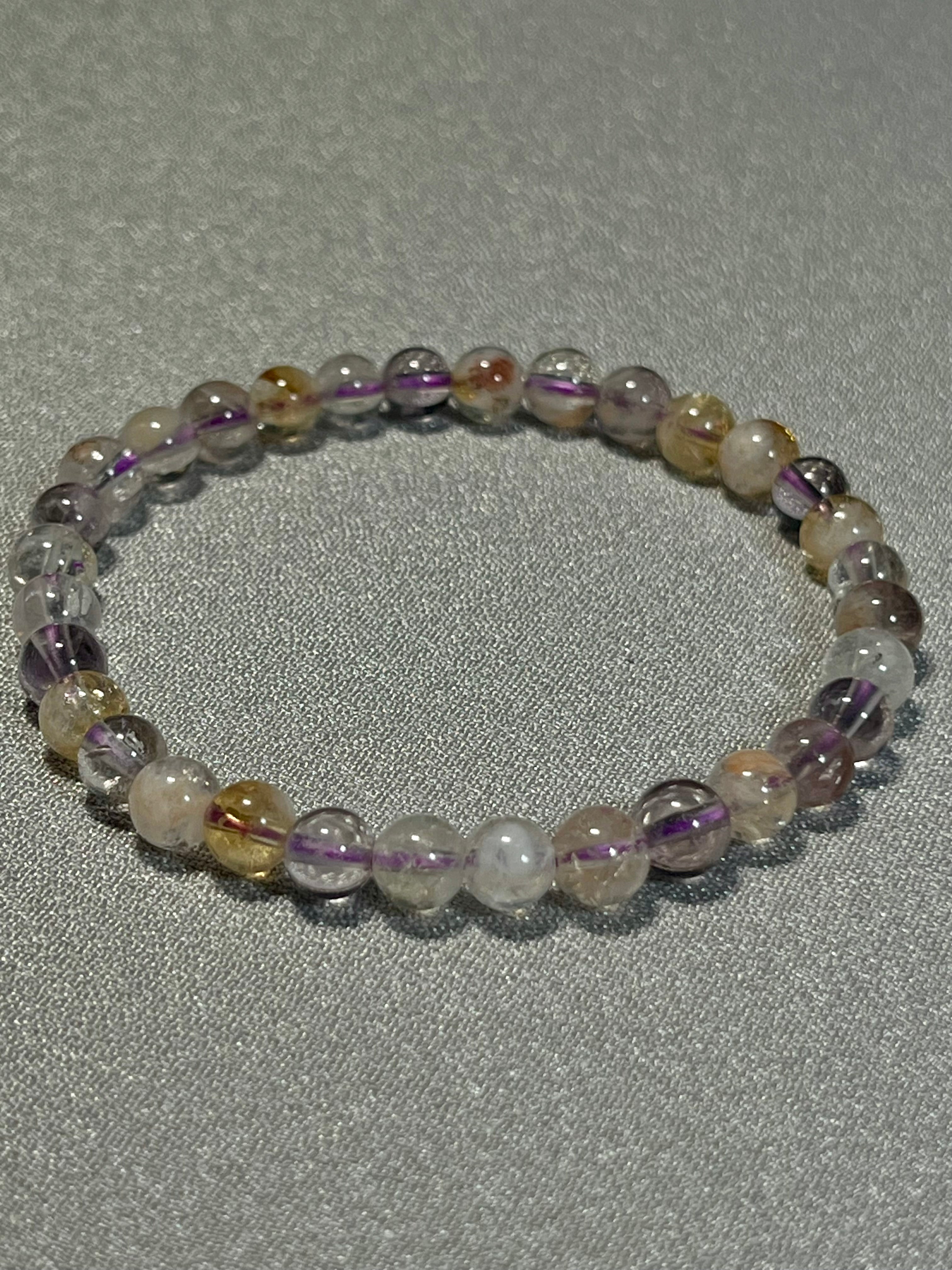 Ametrine smooth round 6mm bead stretch bracelet