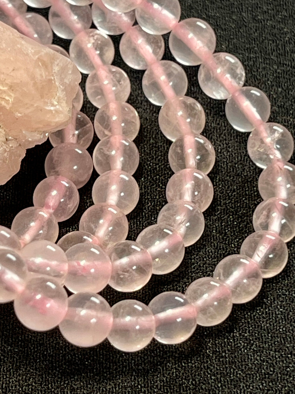 Light Pink Rose Quartz smooth round 6mm beads stretch bracelet (AAA grade); October birthstone