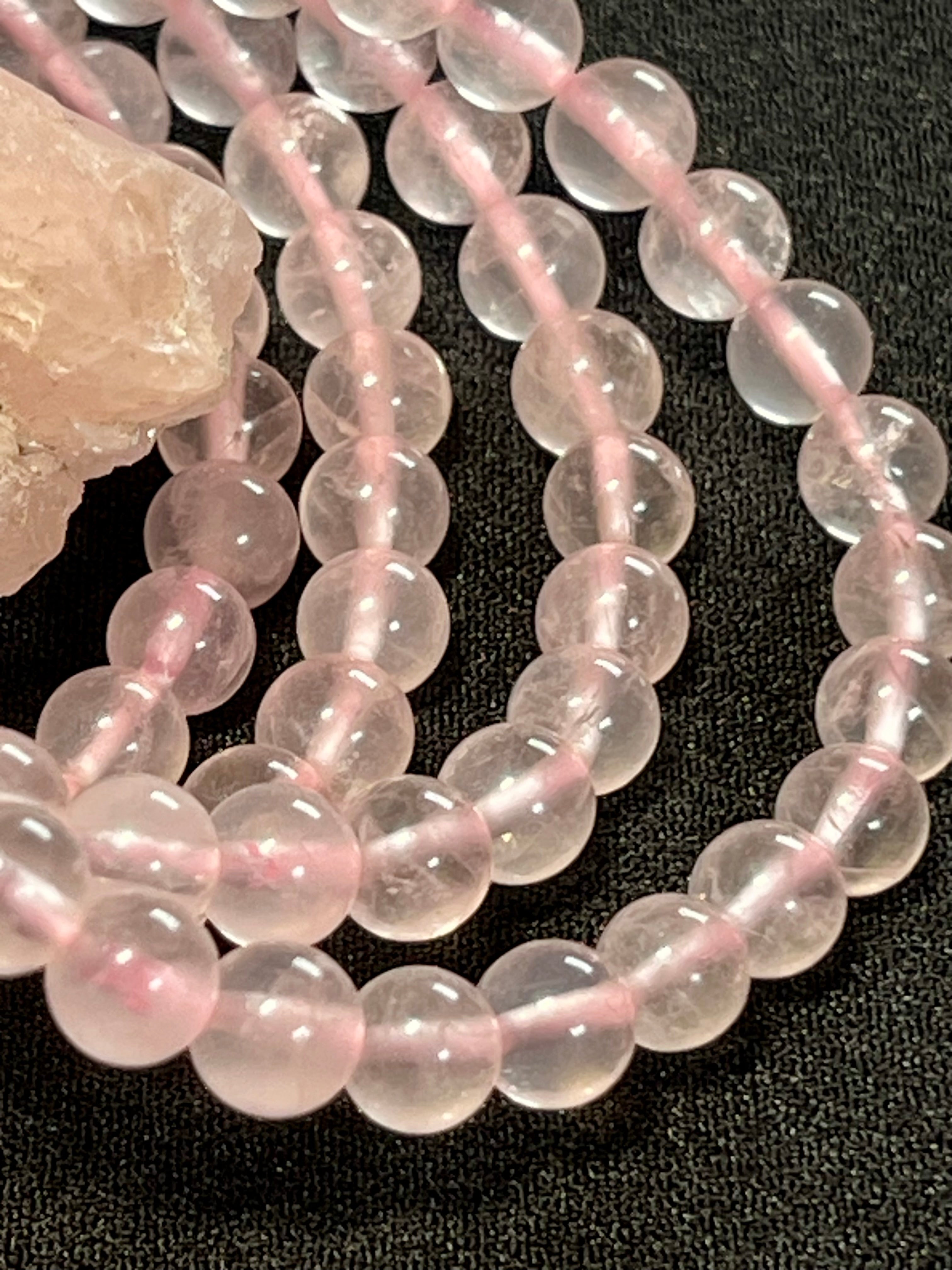 Light Pink Rose Quartz smooth round 6mm beads stretch bracelet (AAA grade); October birthstone
