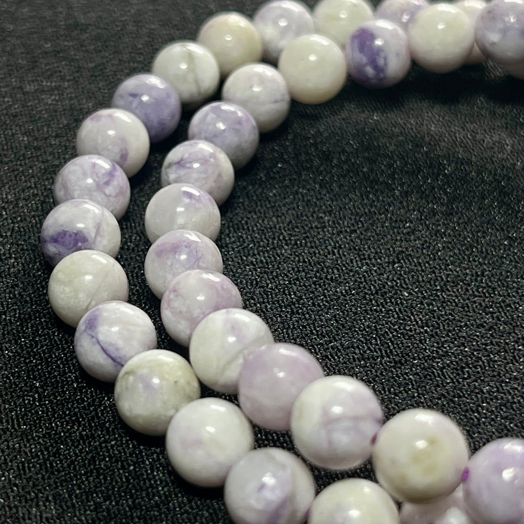 Purple Tiffany Jasper smooth round 6.5mm bead stretch bracelet