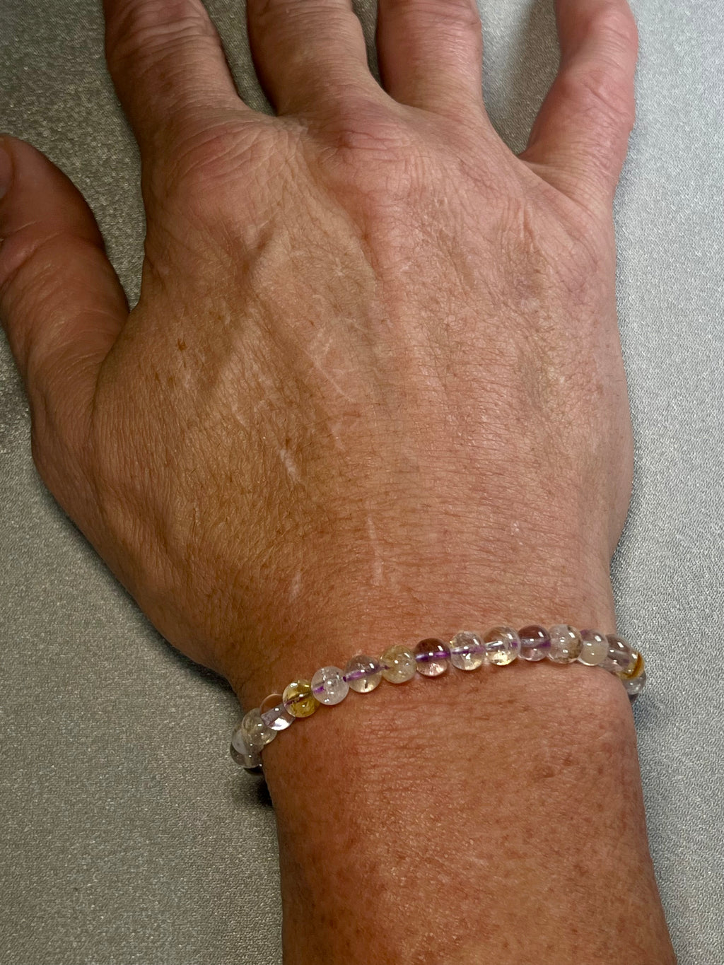 Ametrine smooth round 6mm bead stretch bracelet