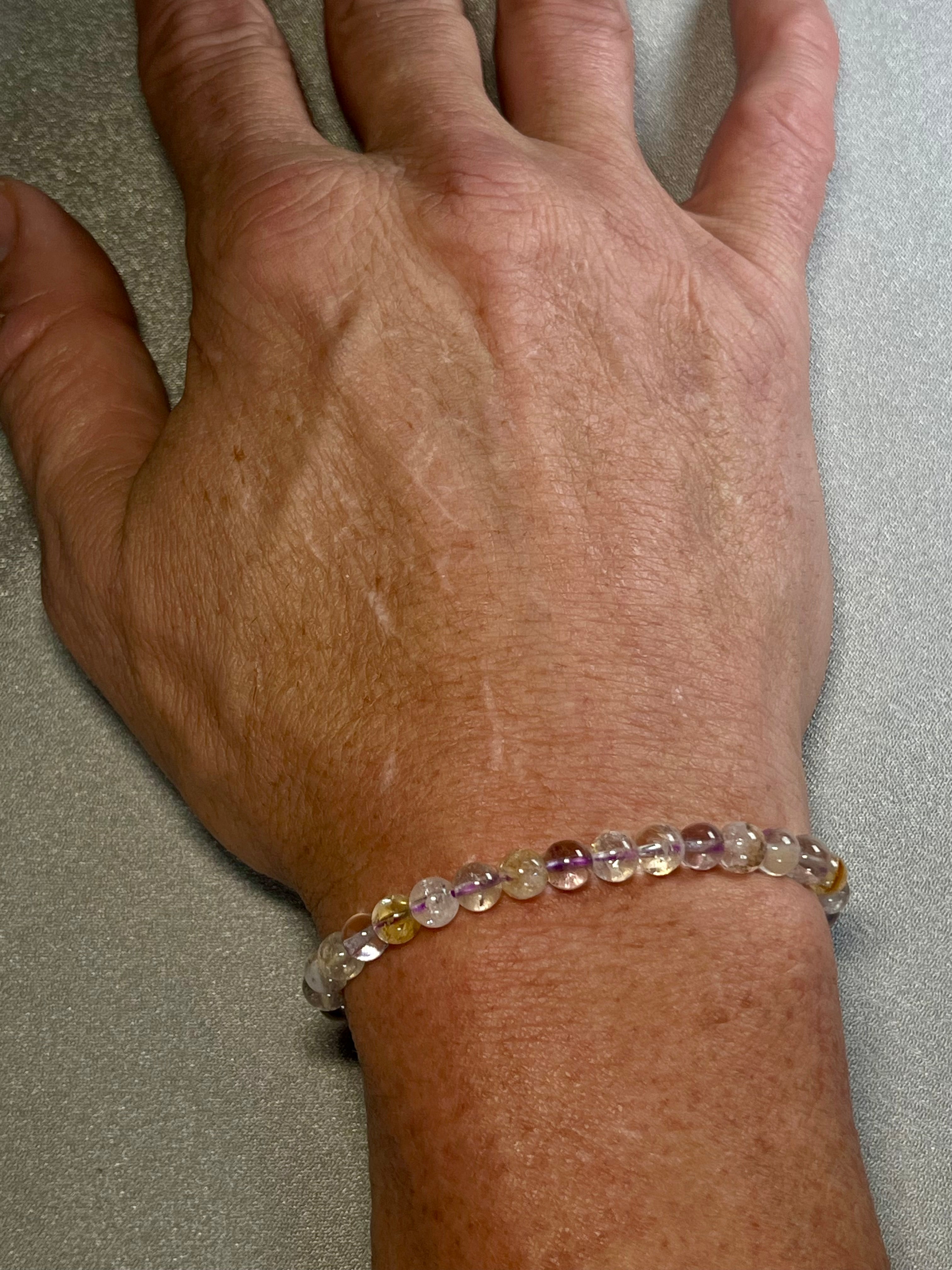 Ametrine smooth round 6mm bead stretch bracelet