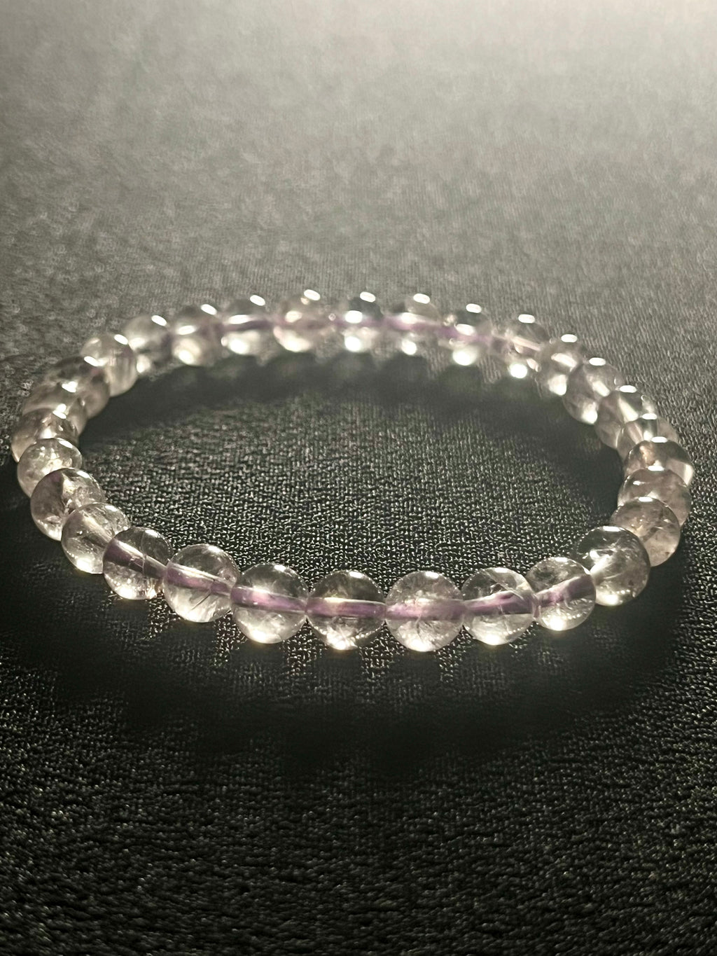 Light Lavender Amethyst smooth round 6mm bead stretch bracelet (AAA grade); February birthstone