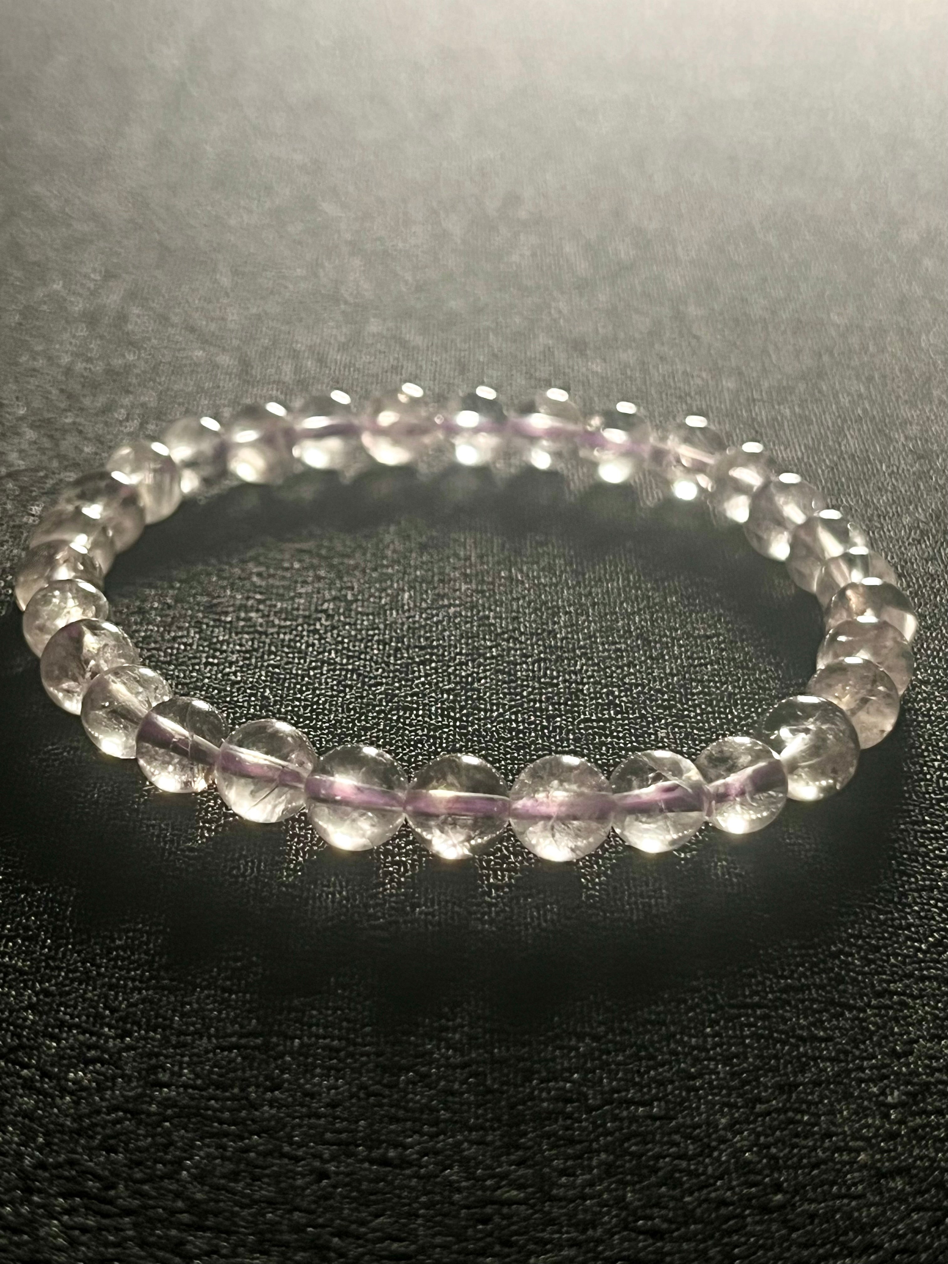 Light Lavender Amethyst smooth round 6mm bead stretch bracelet (AAA grade); February birthstone