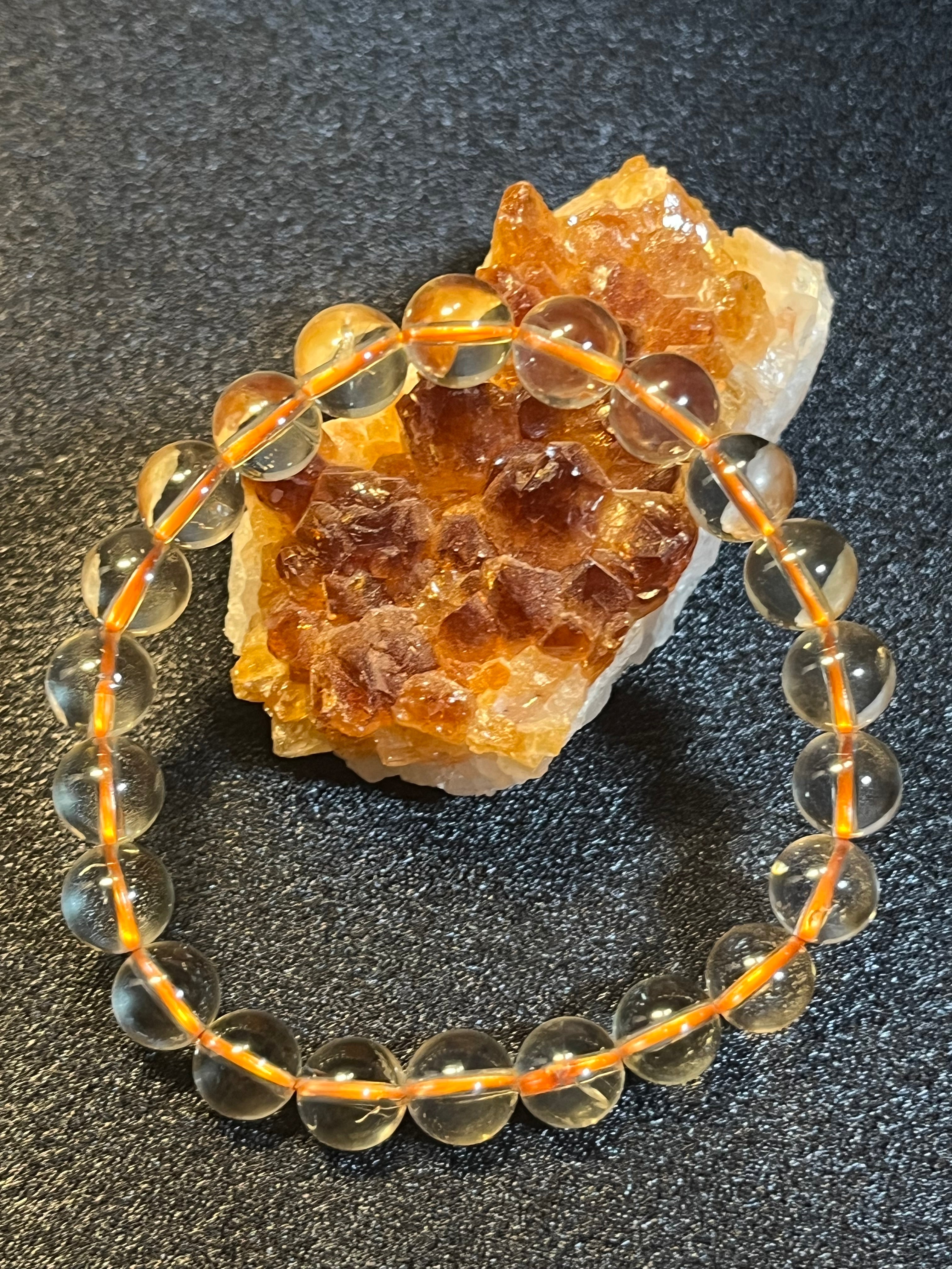 Brazilian Citrine smooth round 8mm bead stretch bracelet (premium)