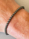Hematite smooth round 4mm, 6mm, 8mm, 10mm bead stretch bracelet