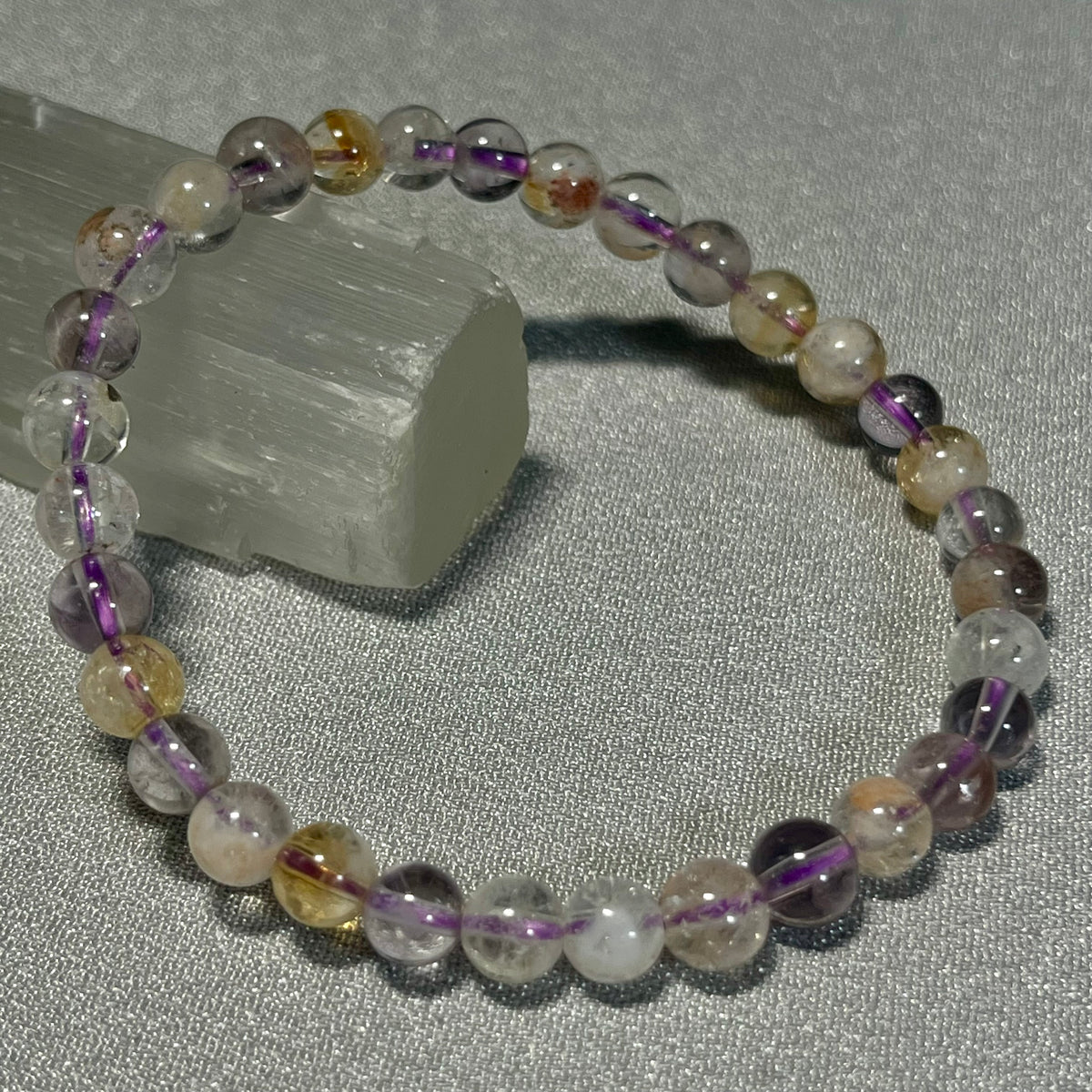Ametrine smooth round 6mm bead stretch bracelet