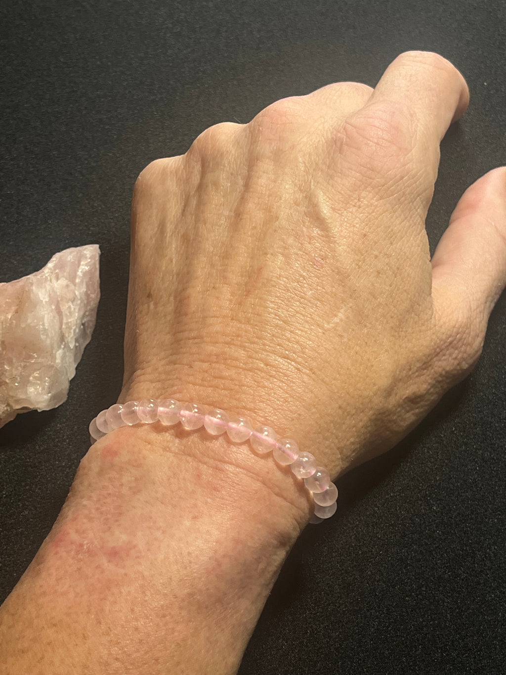 Light Pink Rose Quartz smooth round 6mm beads stretch bracelet (AAA grade); October birthstone