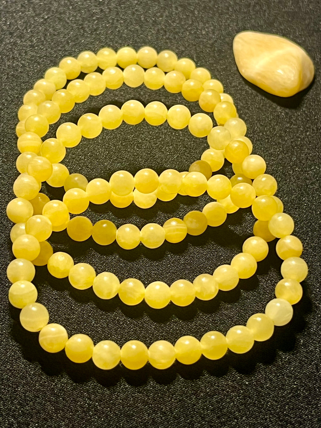 Yellow Calcite smooth round 6mm bead bracelet