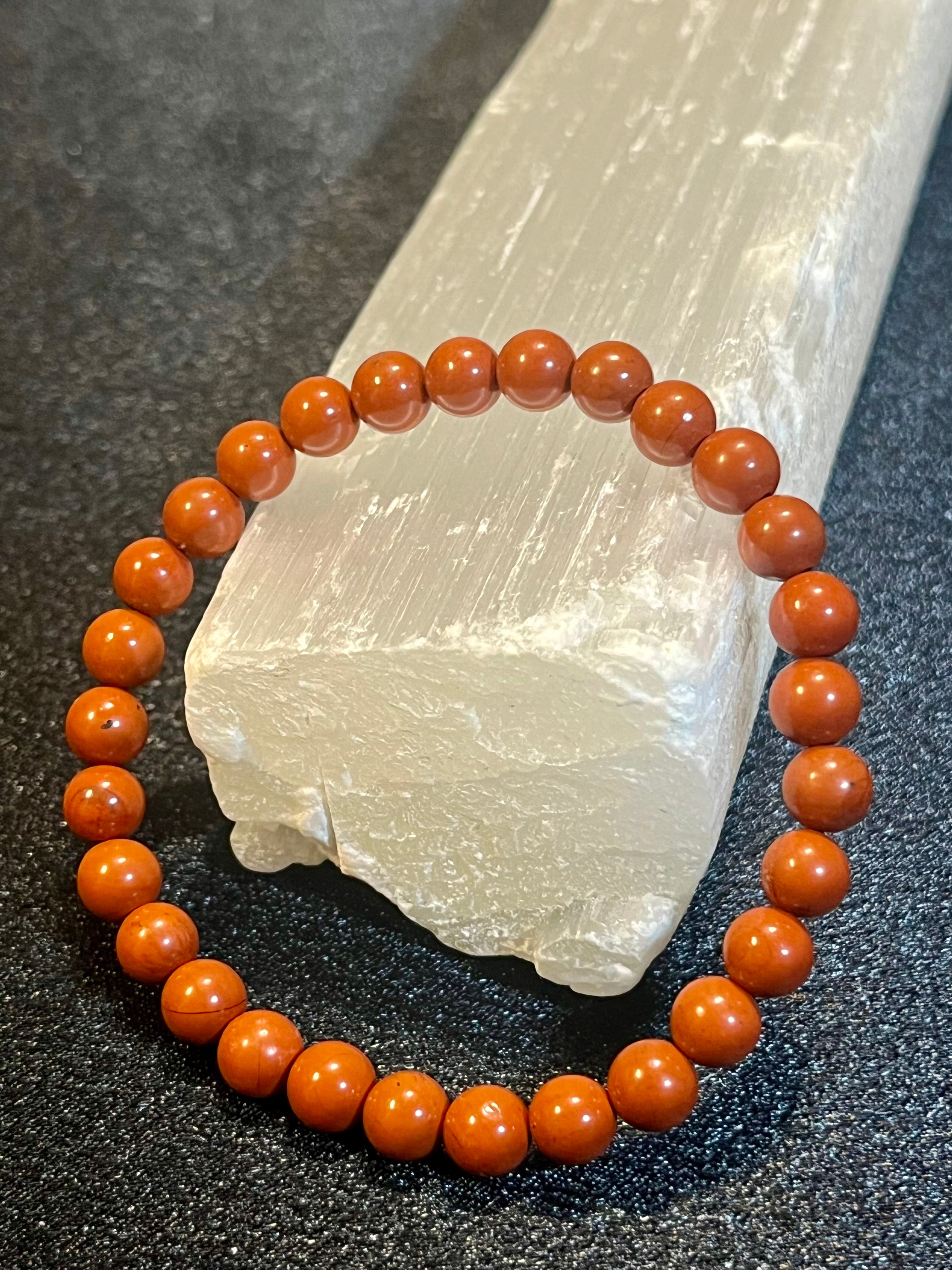 Red Jasper smooth round 4mm, 6mm, 8mm bead stretch bracelet (A grade)