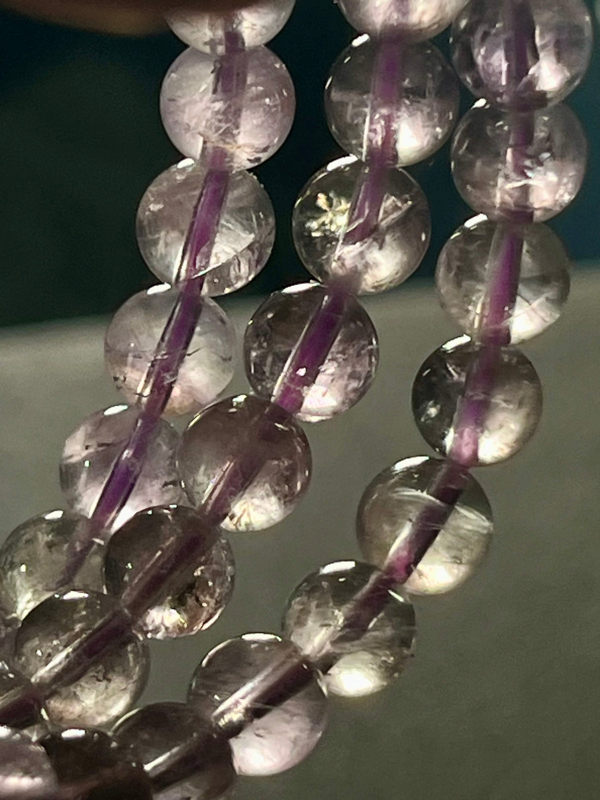 Light Lilac Amethyst smooth round 6mm bead stretch bracelet high clarity (AA grade); February birthstone