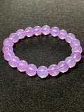 Plum Pink Opalite smooth round 10mm bead stretch bracelet (synthetic)