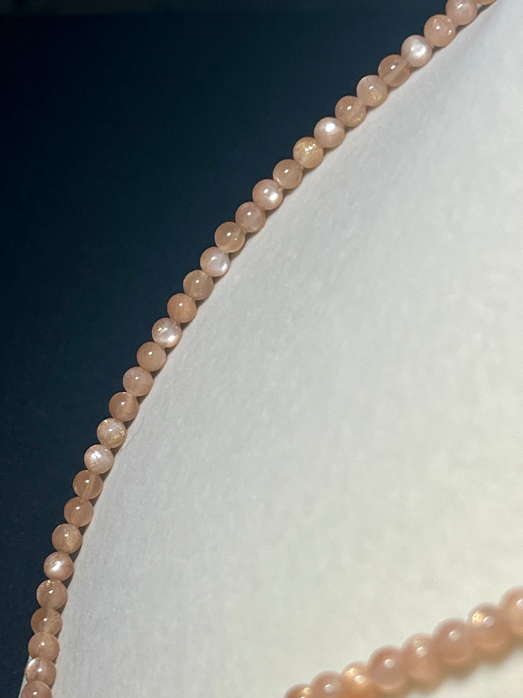 Sunstone w/ strong Moonstone-like adularescence smooth round 4mm bead silver clasp necklace (premium grade)