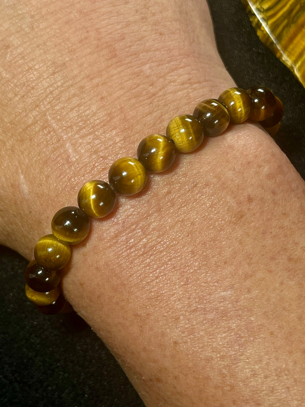 Tiger’s Eye smooth round 4mm, 6mm, 8mm bead stretch bracelet (A grade)
