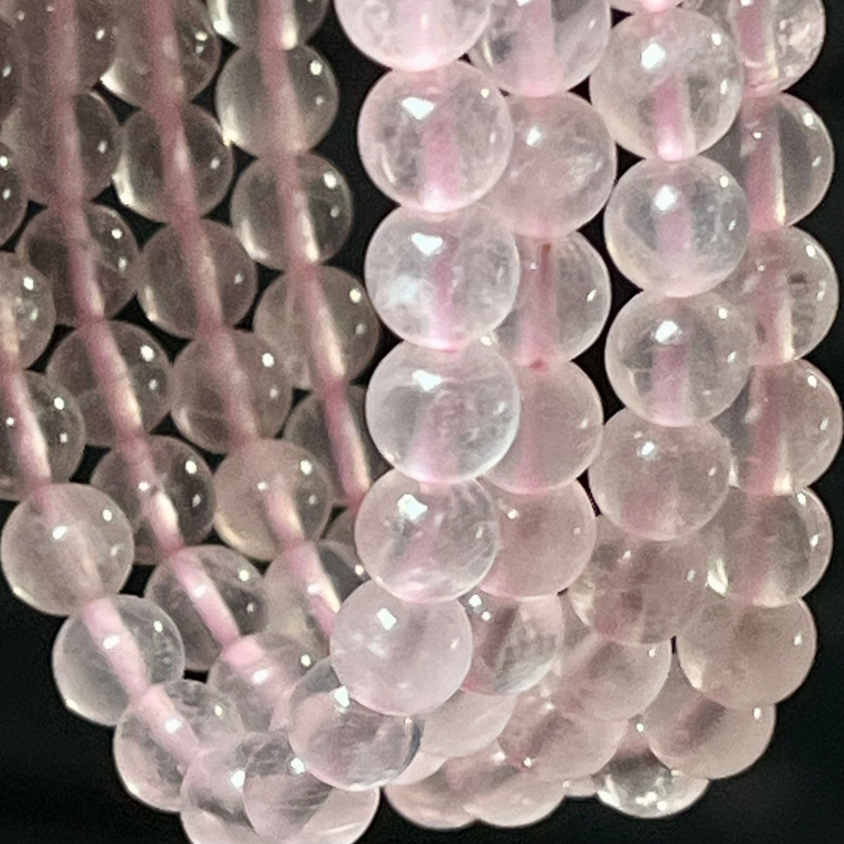 Light Pink Rose Quartz smooth round 6mm beads stretch bracelet (AAA grade); October birthstone