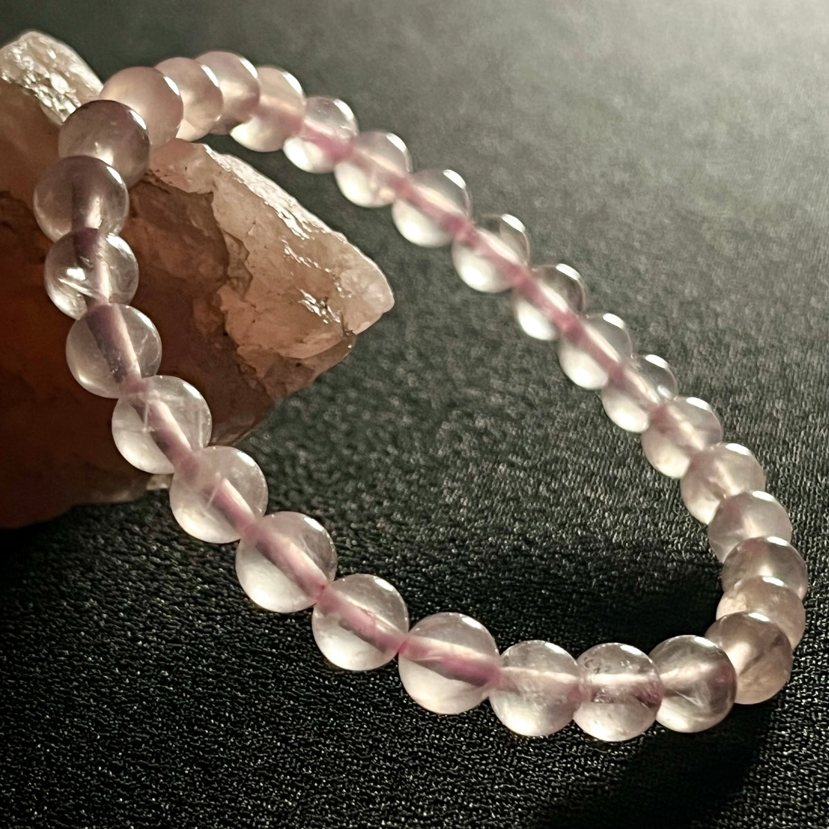 Light Pink Rose Quartz smooth round 6mm beads stretch bracelet (AAA grade); October birthstone