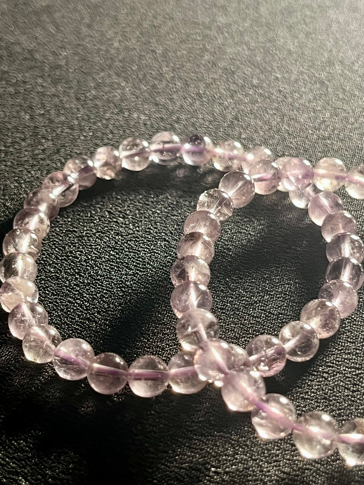 Light Lilac Amethyst smooth round 6mm bead stretch bracelet high clarity (AA grade); February birthstone