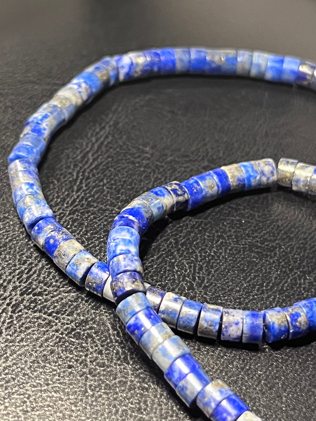 Lapis Lazuli heishi 2x4mm bead stretch bracelet