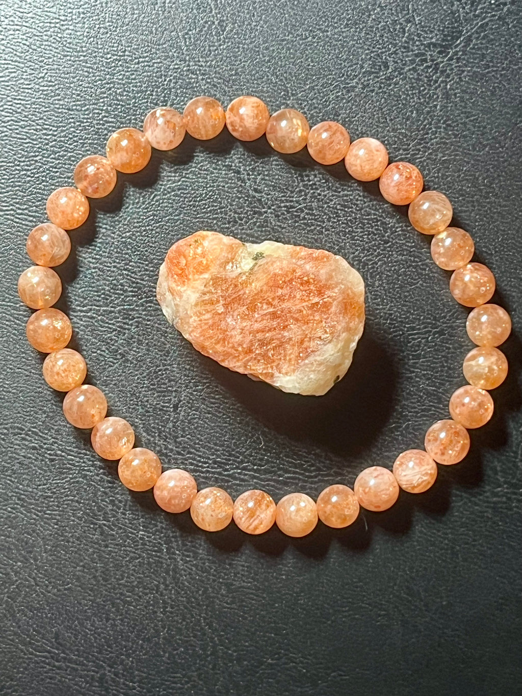 Golden Sunstone smooth round 6mm bead stretch bracelet
