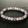 Rose Quartz, Amethyst, Opalite smooth round 6mm and 8mm bead stretch bracelet