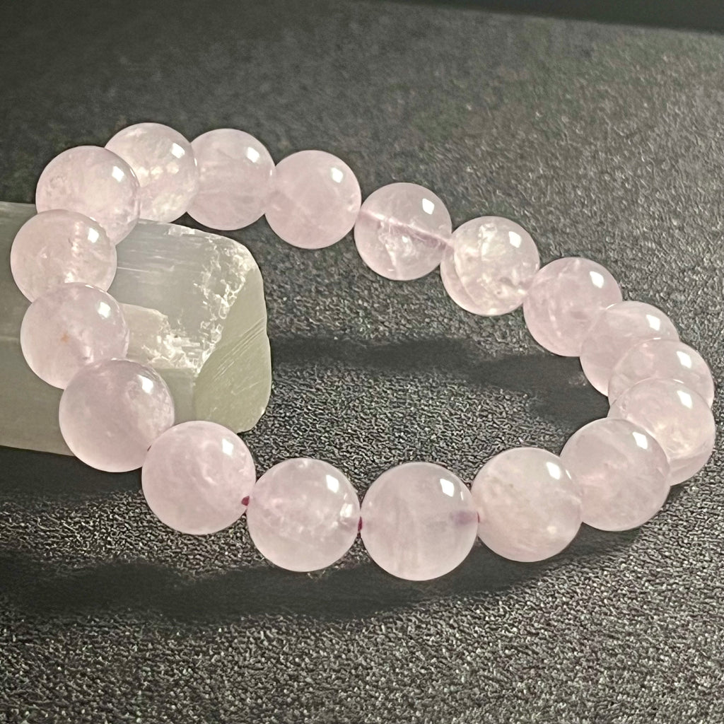 Lavender Amethyst smooth round 10mm bead single stretch bracelet; February birthstone