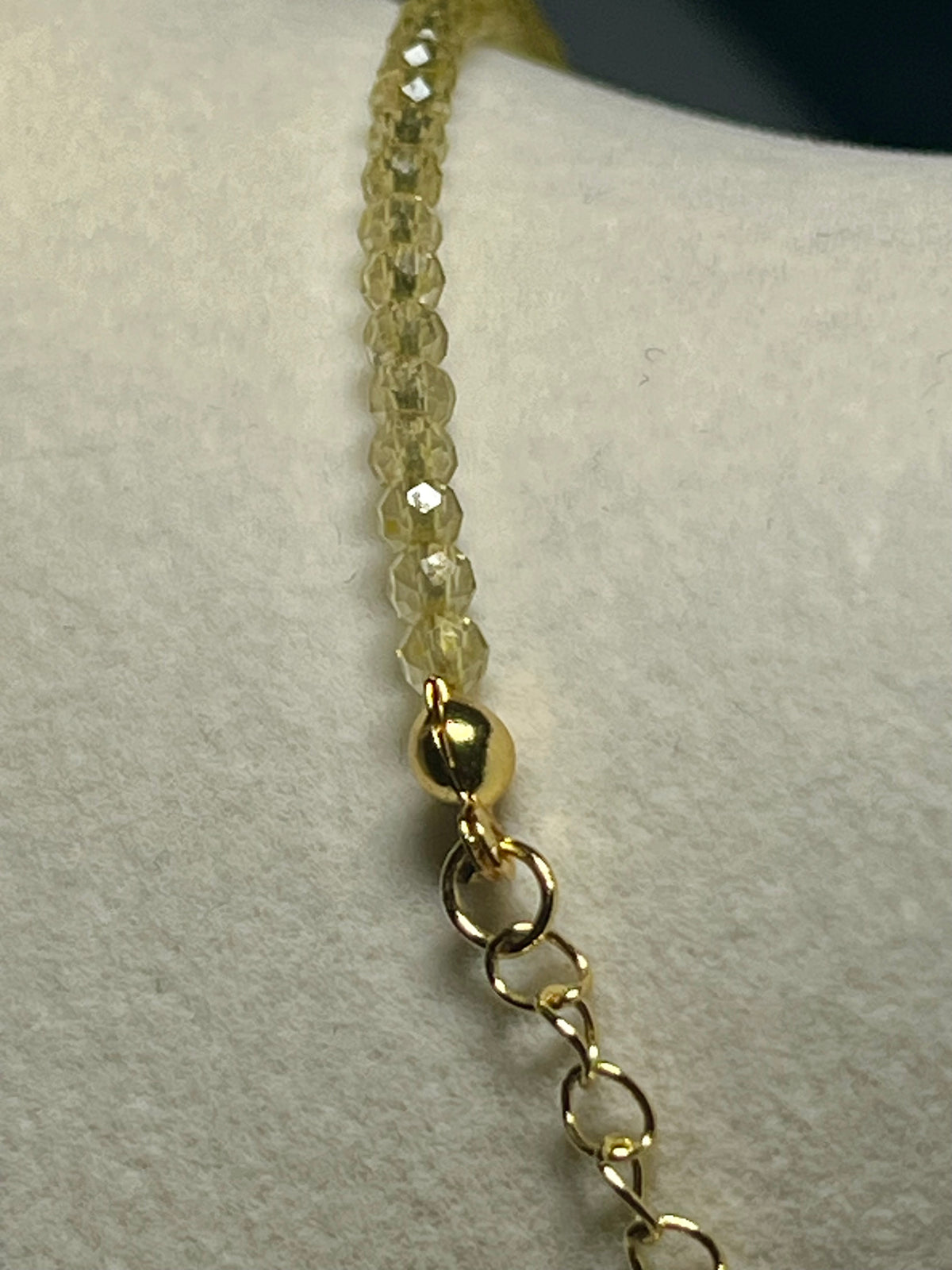 Citrine microfaceted sparkling round 3mm bead 18k gold clasp 20 1/2” adjustable necklace (premium grade); November birthstone