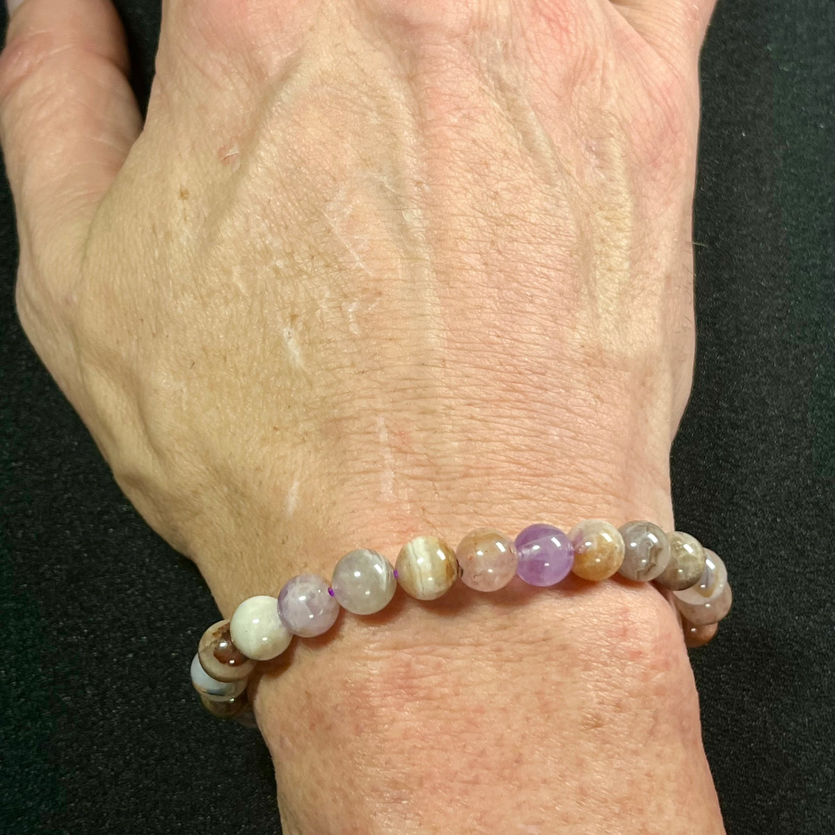 RARE Rainbow Amethyst smooth round 6mm and 8mm bead stretch bracelets