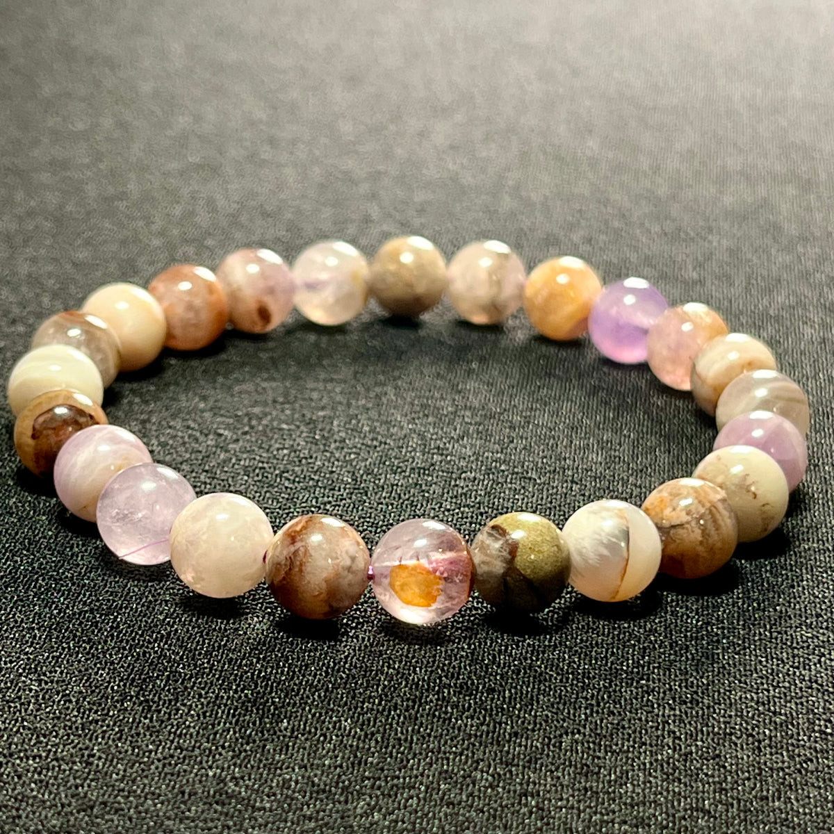 RARE Rainbow Amethyst smooth round 6mm and 8mm bead stretch bracelets