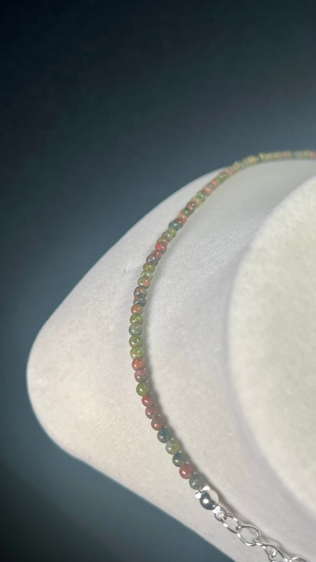 Unakite smooth round 3mm bead necklace w/ clasp