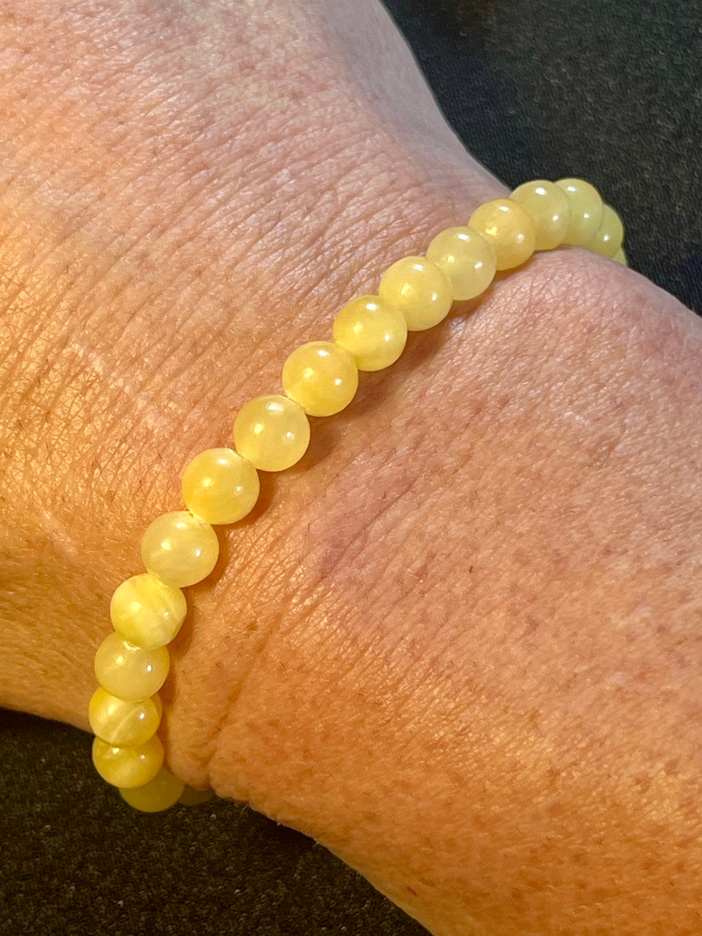 Yellow Calcite smooth round 6mm bead bracelet