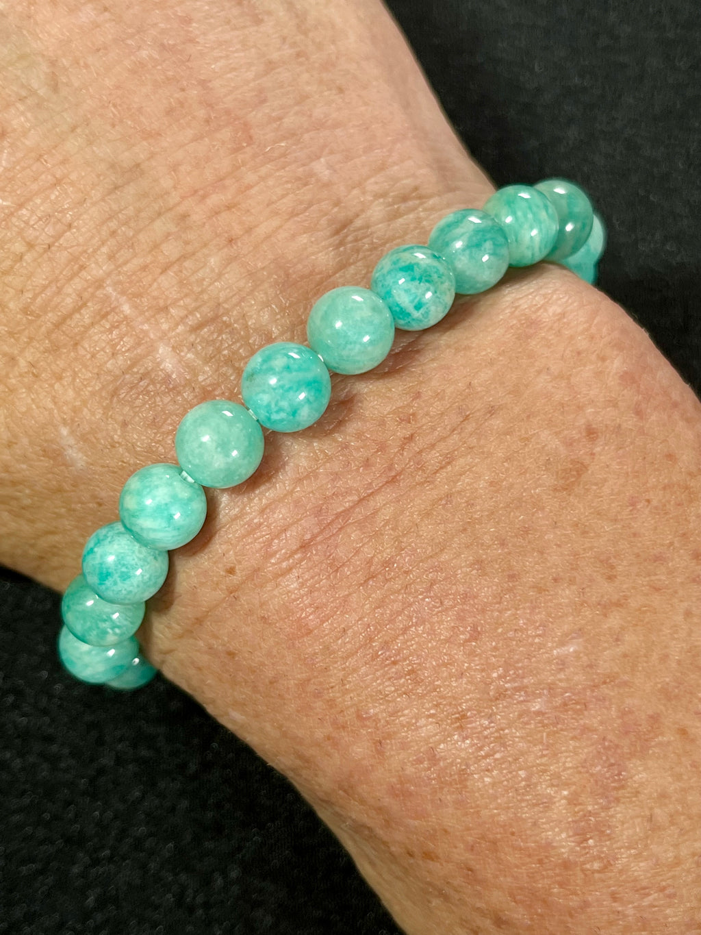 Amazonite smooth round 6mm, 8mm, 10mm bead stretch bracelet (AA grade)