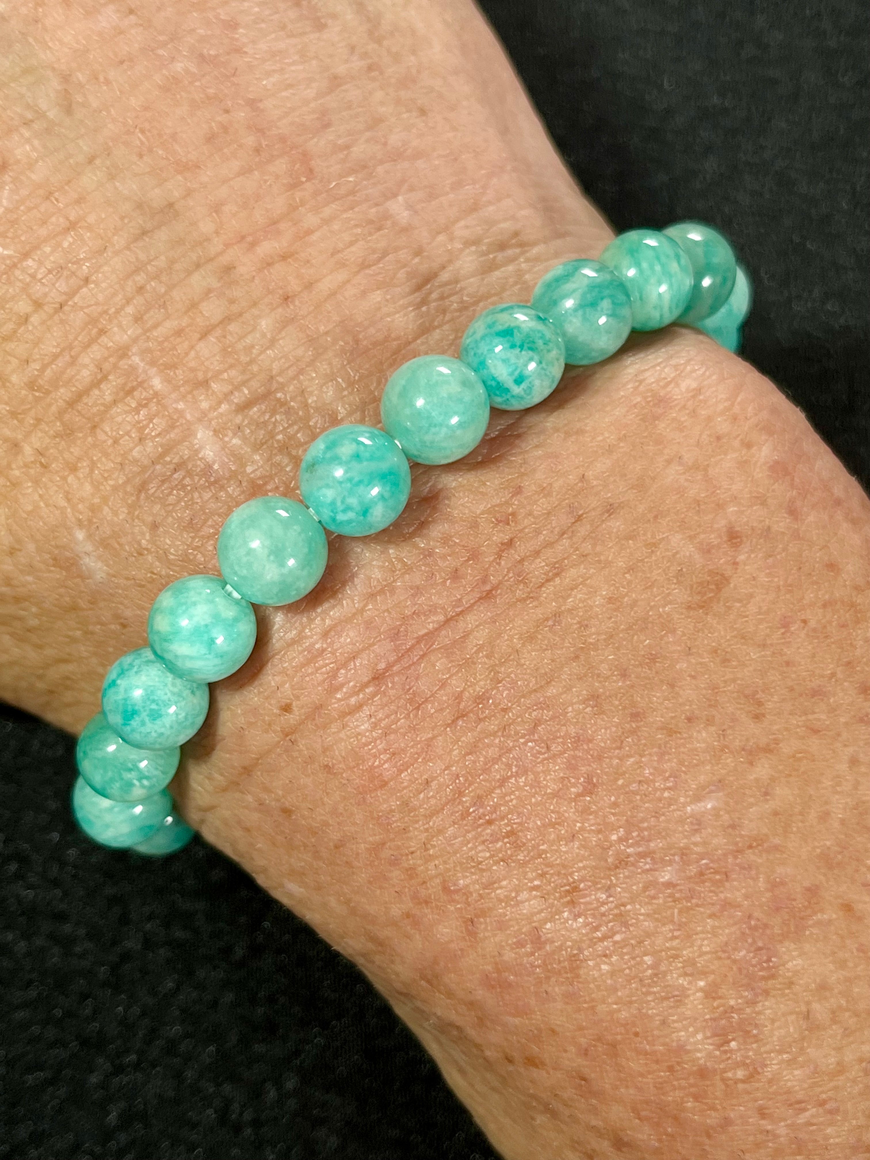 Amazonite smooth round 6mm, 8mm, 10mm bead stretch bracelet (AA grade)