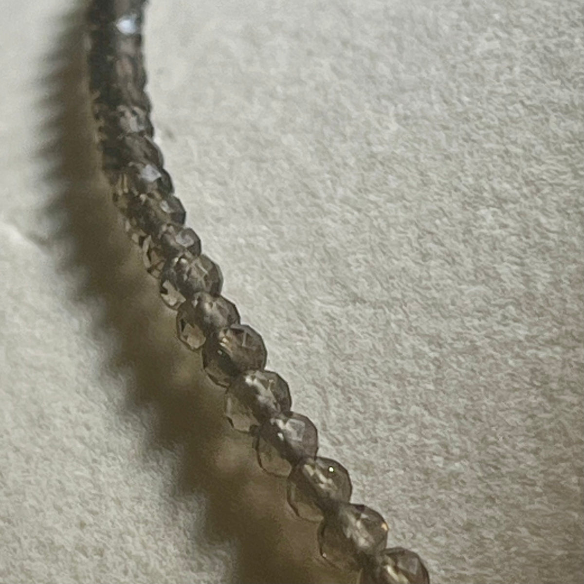 Smoky Quartz microfaceted round 3mm bead 22” adjustable necklace w/ silver clasp & extension chain premium grade)