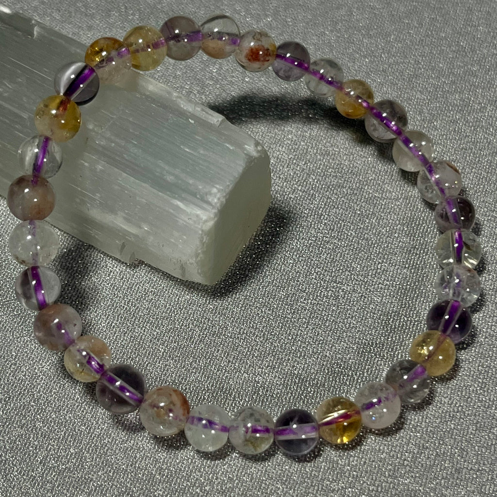 Ametrine smooth round 6mm bead stretch bracelet
