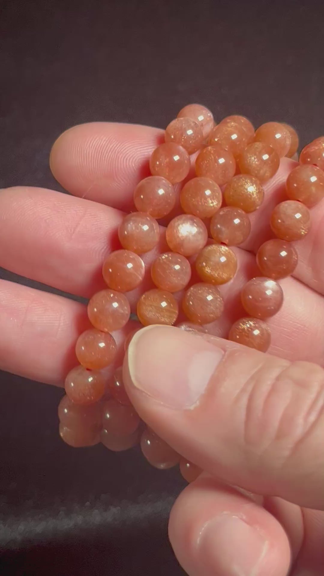 Sunstone w/ Moonstone adularescence flash smooth round 8mm bead stretch bracelet (AAA grade)